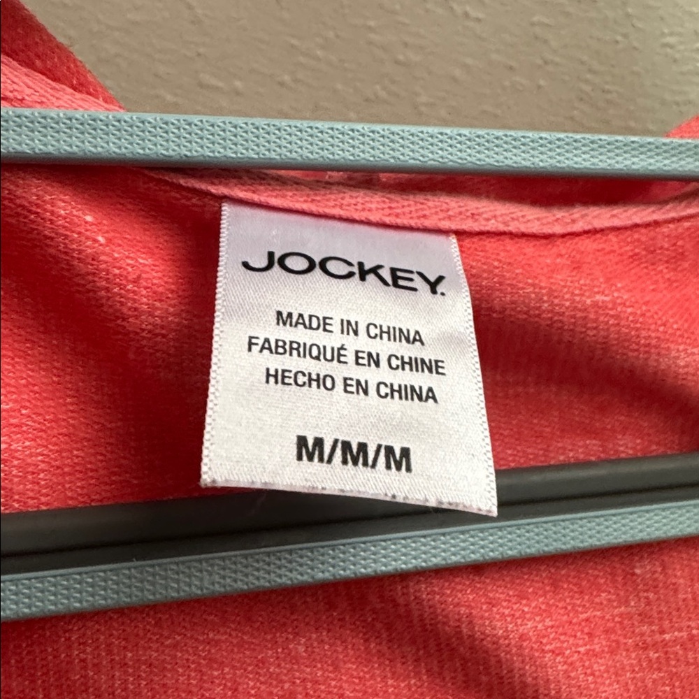 Jockey Oversized Active Pink Variegated Hooded Pullover Front Pocket 3/4 sleeve - Picture 4 of 8